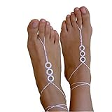 Crochet Barefoot Sandals,Beach Pool,Nude shoes,Foot jewelry,Footless sandles,Beach Wedding Jewelry,Yoga Chain,Anklet, Wedding shoes, Beach Wedding, Summer shoes, One Size Fits All (white)