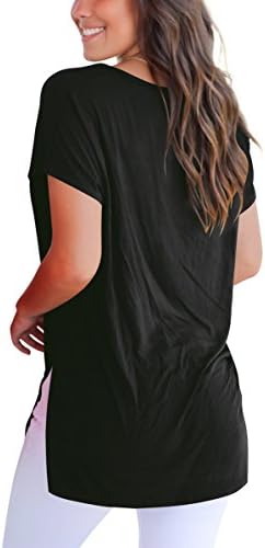 KUSMOO Women's Short Sleeve T Shirt Basic Tee Tops Plain Casual Tees Shirt