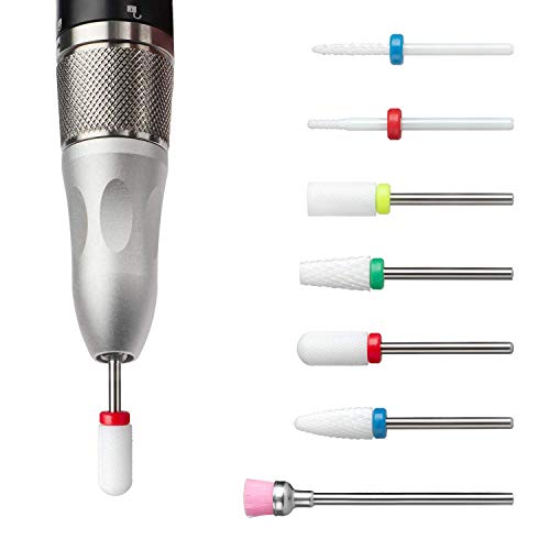 Ceramic Nail Drill Bits Professional Nails File Bit Set 7pcs 3/32 inch for Acrylic Gel Nails Cuticle Manicure Pedicure - Thumbnail 3
