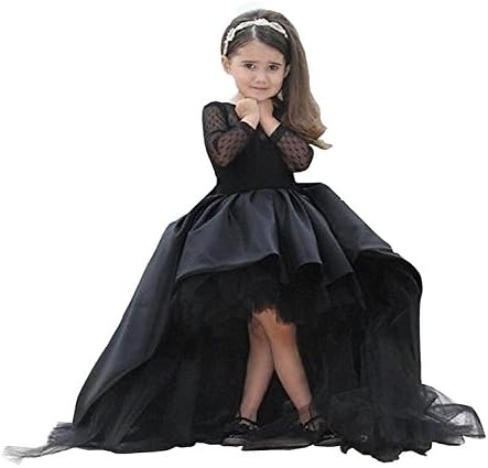 MicBridal Black Flower Girl Dresses Long Sleeve Princess Pageant Prom Ball Gown 6