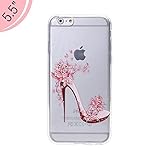 Urberry Iphone 6s Plus/ 6plus Case, Transparent Fusion Hybrid Cover [Shock Absorbent] for Iphone 6s Plus/ 6plus, Bling Diamond High Heel Case with a Screen Protector and Phone Bracket