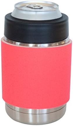 The Arctic Giant - Premium Insulated Beverage Can Cooler + Bonus Comfort Grip - Fits Standard 12oz Cans and Bottles | Durable Stainless Steel (Neon Coral)