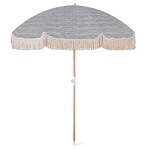 Kreativer 2M Runder Sonnenschirm Kleiner Sonnenschirm Im Freien Strand Patio Quaste Holz Sonnenschirme Mit…