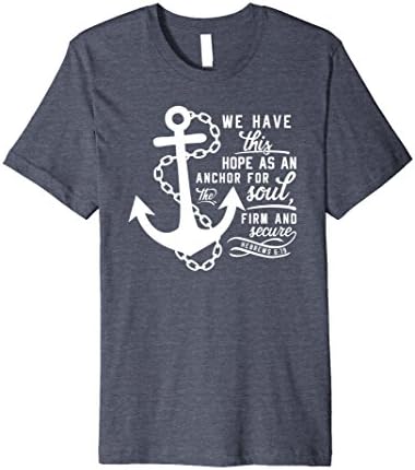 Mens Bible verse T-shirt Christian tee Anchor Hebrews 6:19 White Small Heather Blue