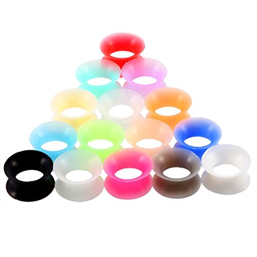 Xpircn Thin Silicone Ear Plugs Tunnels Flexible Ear Earlets 15pairs