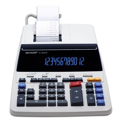 Sharp ELECTRONICS Standard Function Calculator (EL2630PIII), White, 8 7/8 x 12 7/8