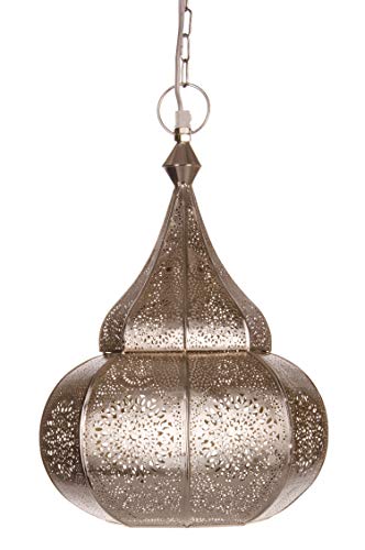 Moroccan Lamp Ceiling Lights Ilham 40cm Large Silver E27 Socket