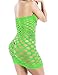 Xinkaishi Women's Sexy Light Neon Queen Tube Seamless Mesh Hole Mini Dress (Green)