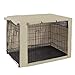 HiCaptain Breathable Dog Crate Cover 48 Inch, Durable Heavy Duty Kennel Cover, Dual Zippered Panels, Windproof Waterproof UV-Resistant(Beige)