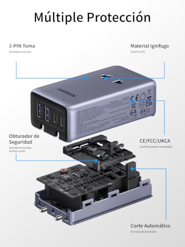 UGREEN 6 EN 1 Adaptador Enchufe Universal Viaje PD 45W 2 Tomas AC 2 USB C 2 USB A Cargador Adaptador Universal Tipo A I G C E K para EU UK USA Canadá Australia Tailandia Japón China