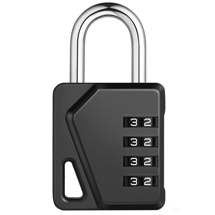 ZHEGE 4-Digit Combination Padlock - Heavy Duty Weatherproof Lock for Gym/School Lockers, Sheds, Gates & Fences | DIY Customizable Name Tags | Durable Outdoor Security (Black, 1Pack) — image 1