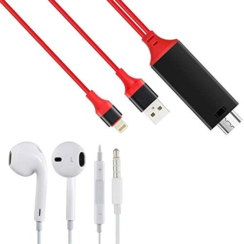 Mobiron 8Pin Mhl to Hdmi Cable Adapter HDTV and Universal Wired 3.5Mm Jack Extra Bass Stereo Earphone with Built in Mic