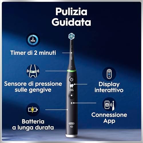 iO 6 Spazzolino Elettrico, 3 Testine di Ricambio, Custodia, Nero