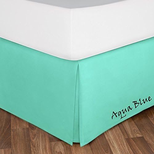 Great Shade Of Aqua Blue Color Solid Pattern Bed-Skirt (1) One Piece Egyptian Cotton 400 Thread Count Bed Skirt Drop Length 10" Inch Fall ( Queen Size ) Made By AHS Linen
