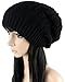 Ls Lady Thick Slouchy Knit Oversized Beanie Cap Hat Winter Warmming Cap Black