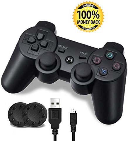 PS3 Controller, Wireless PS3 Controller Double Vibration Game Remote Control Joystick Joypad for PS3 with Charger Cable