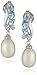 Sterling Silver Swiss Blue Topaz and Freshwater Cultured Pearl Necklace and Earrings Jewelry Set