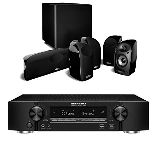 Marantz NR1609 7.2 Channel Audio & Video Component Receiver Home Theater Bundle with Polk Audio TL1600 5.1 Speaker System with Powered Subwoofer – Black