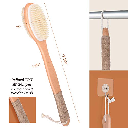 Faraone4w Spazzola per il corpo con setole naturali esfolianti per il massaggio