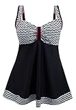 Women's One Piece Swimdress Sailor Striped Bathing Suit Plus Size Swimwear
