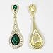 EVER FAITH Women's Austrian Crystal Elegant Dual Teardrop Pierced Dangle Earrings Emerald Color Gold-Tone