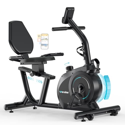 Wenoker Ergometer Liege- Heimtrainer mit Magnetbremse, Pulssensoren und LCD-Display, 16 Widerstandsstufen Bis 160KG, Sitzergometer mit Rückenlehne für