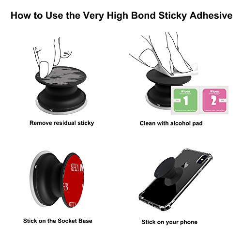 8 Pack Sticky Adhesive Compatible with Socket Base, PKYAA Double-Sided Replacement Tape for Collapsible Grip & Stand Back, 4pcs Sticker Pads for Car Magnetic Phone Holder