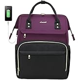 LOVEVOOK Travel Laptop Backpack for Women, 18-inch Large Capacity Outdoor Carry On Backpacks Purse, Business Computer Work Bags, Teacher Doctor Nurse Backpack with USB Port, Dark Purple-Black