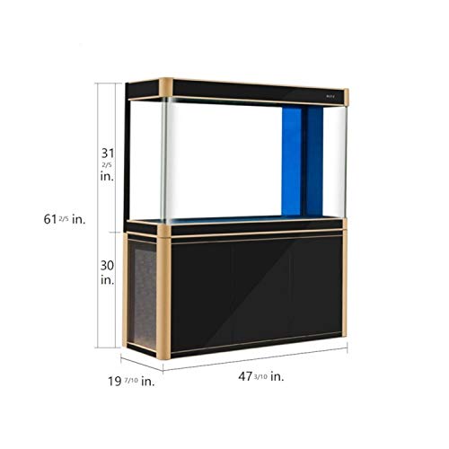 JAJALE 135 Gallon Aquarium Fish Tank LED Light Pump Freshwater Filter Upright Fishtank Stand Bundle Curved Clear Glass (Black)