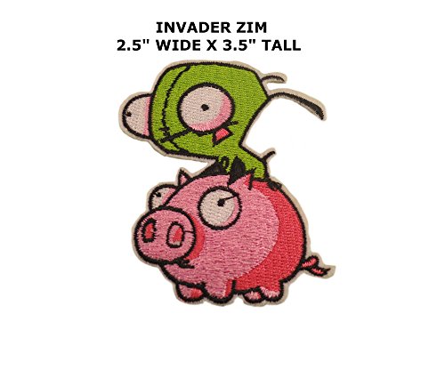 Cartoon Invader Zim Gir &amp; Pig Iron or Sew-on Patch