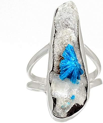 Genuine CAVANSITE CRYSTAL Ring 925 Sterling Silver,USA Size : 6.5, AR4015