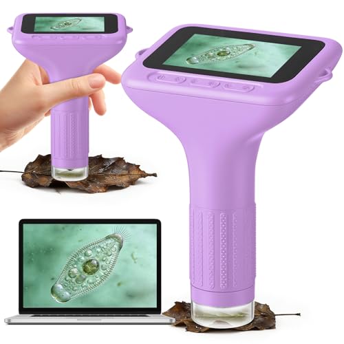 Microscope for Kids 3" IPS Screen Digital Microscope 1000X Magnification 1080P Handheld Microscope with 8 LEDs and 32MB Memory USB Pocket Microscope for PC/Mac