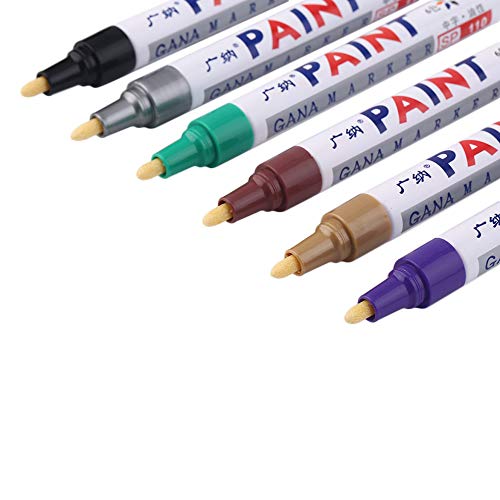 Indelible Marker Pen Set, Practical Indelible Marker Pen Oil Fill Paint Pen Graffiti Multifunctional Tire Pen with 12 Colors Marks On All Surfaces