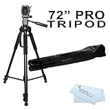 72 inch Tripod w/Case For The Nikon Df, D7200, D5300, D3300, D5200, D3200, D3X, D3S, D700, D300S, D7000 D90 D5100 D800 D800E D810 D600 D610, D7100, D750 DSLR and Blackmagic Pocket Cinema Camera + More