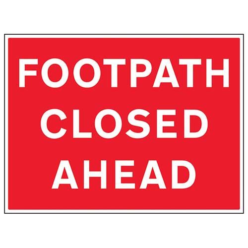 V Safety Footpath Closed Ahead - 600x450mm - 3mm Alumcomp Ra1 Anti Graffiti