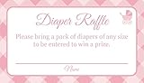 Jot & Mark Baby Shower Diaper Raffle Card Tickets for New Moms (25 Count, Pink)