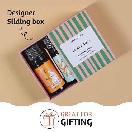FOLKULTURE SLEEP ESSENTIAL OILS SET OF 2 | ESSENTIALS FOR DIFFUSERS FOR HOME, PURE ESSENTIALS-OILS, DIFFUSER SCENTS FOR HOME, LAVENDER & CHAMOMILE ESSENTIALS OILS