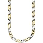 Gem And Harmony Mens Two Tone Stainless Steel Anchor Chain Necklace (24 Inch)