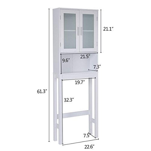 BestComfort Wooden Over The Toilet Cabinet Storage, BathroomÂ OrganizerÂ OverÂ ToiletÂ Storage, Above The Toilet Space Saver Cabinet (22.6" x 7.5" x 61.3"(L x W x H))