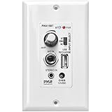 Pyle Bluetooth Receiver Wall Mount | In-Wall Audio Control Receiver with Built-in Amplifier | USB, Microphone, Aux (3.5mm) Input | Speaker Terminal Block | Connect 2 Speakers - 100 Watt (PWA15BT)