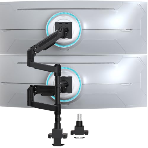 WALI Dual Monitor Halterung 2 Monitore für 13–49'' Monitore, Schwarz| Bildschirmhalterung, stapelbarer Monitor Arm, Tragfähigkeit Max 20 kg/Arm, VESA
