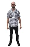 Houndstooth Black and White Men's Button Down Lounge Shirt