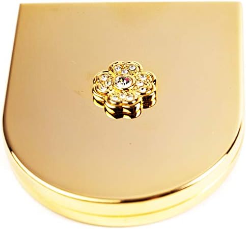 Modern and Minimal 1:3x Magnified Compact Double-Sided Mirror (Gold Curve With Crystal Flower)