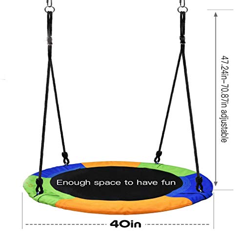 image for Toonshare 40 Inch Flying Tree Swing for Kids - Round Indoor Outdoor Gi