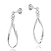 Handcrafted Open Teardrop Twist .925 Sterling Silver Post Dangle Earrings