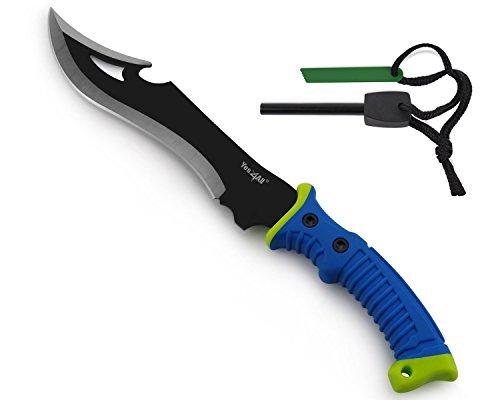 Yes4All Hunting Survival Fixed Blade Knife / Tactical Knife with Sheath & Fire Starter – Full Tang Camping Knife – Hunting Dagger (Sharp Edge Blade)