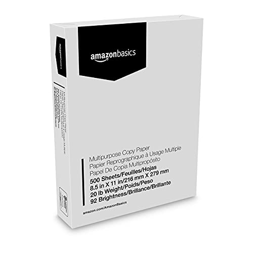 Amazon Basics Multipurpose Copy Printer Paper, 8.5" x 11", 20 lb, 1