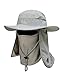 YR.Lover Outdoor UV Sun Protection Wide Brim Fishing Cap with Removable Flap Light Gray
