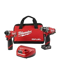 Milwaukee Electric Tools 2598-22 M12 Fuel Kit de 2 piezas 1 2 pulgadas taladro de martillo y 1 4 pulgadas impacto