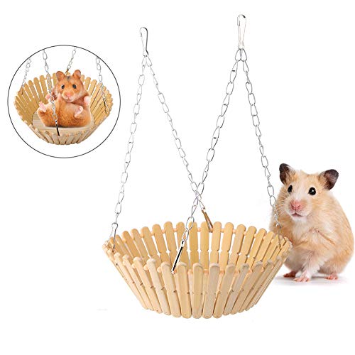 Hamster Hammock Toy, Parrot Cool Summer Bamboo Swing Cage Accessories Pet Birds Hanging Bed Small Animal Swing Nest Parakeet Squirrel Galesaur Swing Toys